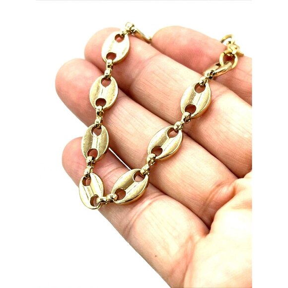 Vintage Flat Mariner Chain Link Gold Tone Bracelet 6.75" - Picture 6 of 7